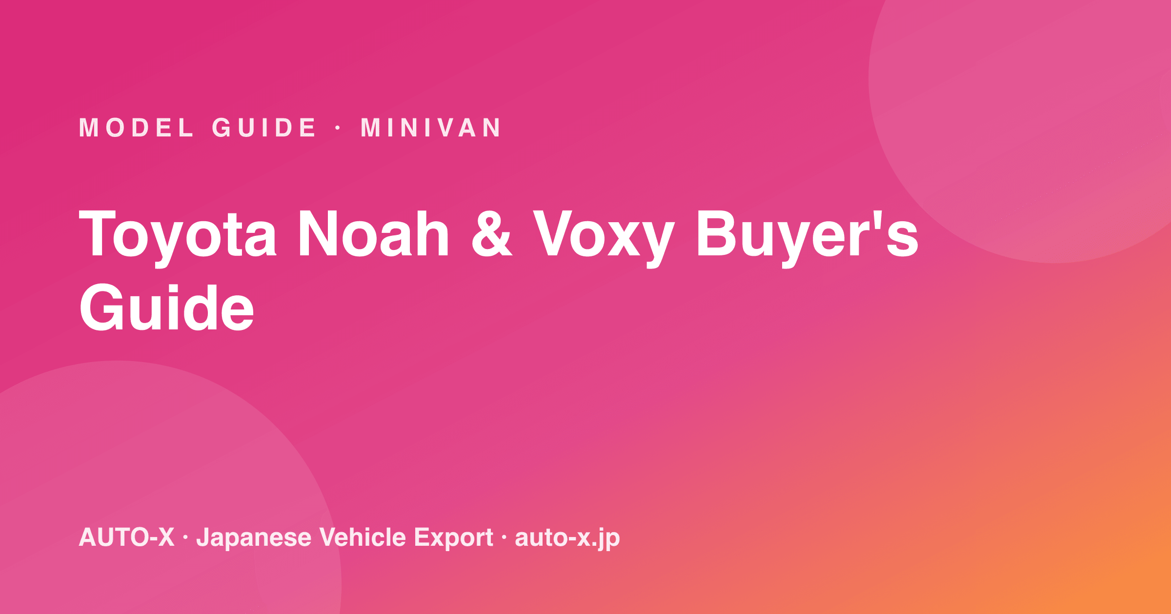 Toyota Noah & Voxy Buyer's Guide: Japan's Twin 8-Seat Minivans for Export